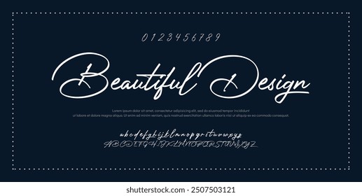 Hand drawn vector alphabet. Modern monoline signature script font. Elegant Signature Font. Best Alphabet Beautiful Calligraphy Signature Font lettering handwritten