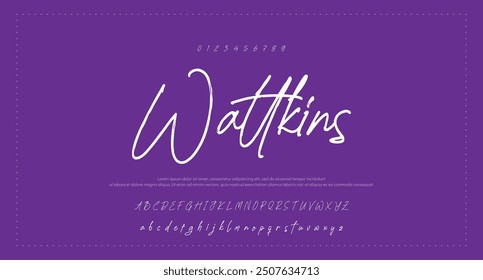 Handgezeichnetes Vektoralphabet. Moderne Schriftart für Monoline-Signaturen. Elegante Signatur. Bestes Alphabet Schöne Kalligrafie Signatur Schriftart Schriftzug