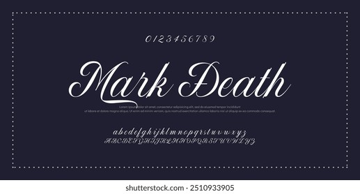 Handgezeichnetes Vektoralphabet. Moderne Schriftart für Monoline-Signaturen. Elegante Signatur. Bestes Alphabet Schöne Kalligrafie Signatur Schriftart