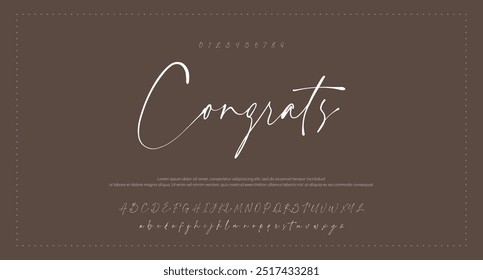 Hand drawn vector alphabet. Modern monoline signature script font. Elegant Signature Font. Best Alphabet Beautiful Calligraphy Signature Font