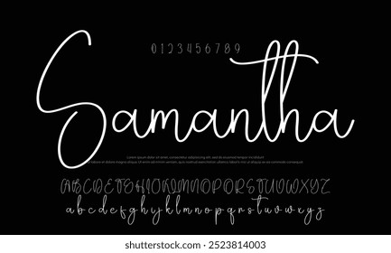 Alfabeto vetorial desenhado à mão. Fonte moderna de script de assinatura monocromática. Fonte de assinatura elegante. Melhor Alfabeto Bela Caligrafia Assinatura Fontes