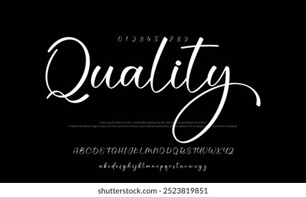 Hand drawn vector alphabet. Modern monoline signature script font. Elegant Signature Font. Best Alphabet Beautiful Calligraphy Signature Font lettering