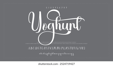 Hand drawn vector alphabet. Modern monoline signature script font. Elegant Signature Font. Best Alphabet Beautiful Calligraphy Signature Font lettering