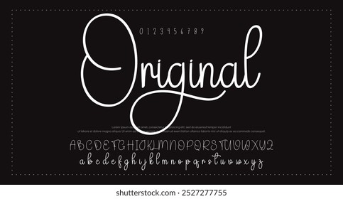 Handgezeichnetes Vektoralphabet. Moderne Schriftart für Monoline-Signaturen. Elegante Signatur. Bestes Alphabet Schöne Kalligrafie Signatur Schriftart Schriftzug