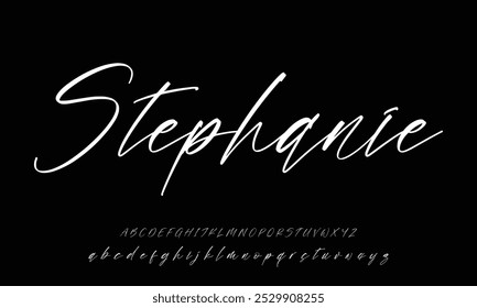 Alfabeto de Vector dibujado a mano. Fuente de script de firma monoline moderna. Elegante fuente de firma. Mejor alfabeto Hermosa caligrafía Signature letras de fuente