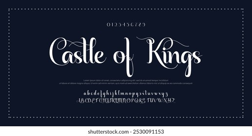 Hand drawn vector alphabet. Modern monoline signature script font. Elegant Signature Font. Best Alphabet Beautiful Calligraphy Signature Font