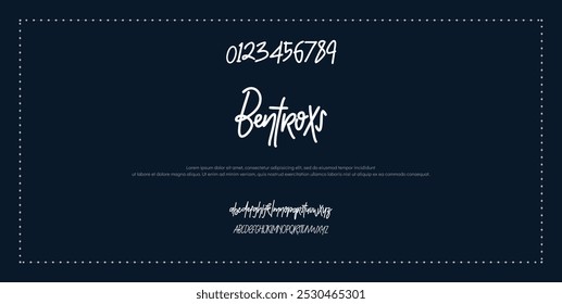 Alfabeto vetorial desenhado à mão. Fonte moderna de script de assinatura monocromática. Fonte de assinatura elegante. Melhor Alfabeto Bela Caligrafia Assinatura Fonte