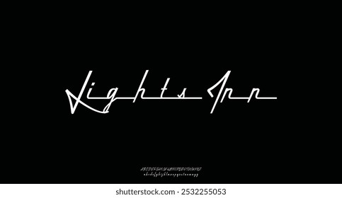 Alfabeto de Vector dibujado a mano. Fuente de script de firma monoline moderna. Elegante fuente de firma. Mejor alfabeto Hermosa caligrafía Signature letras de fuente
