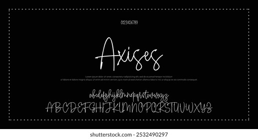 Hand drawn vector alphabet. Modern monoline signature script font. Elegant Signature Font. Best Alphabet Beautiful Calligraphy Signature Font lettering