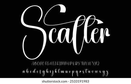 Hand drawn vector alphabet. Modern monoline signature script font. Elegant Signature Font. Best Alphabet Beautiful Calligraphy Signature Font