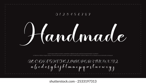 Hand drawn vector alphabet. Modern monoline signature script font. Elegant Signature Font. Best Alphabet Beautiful Calligraphy Signature Font lettering