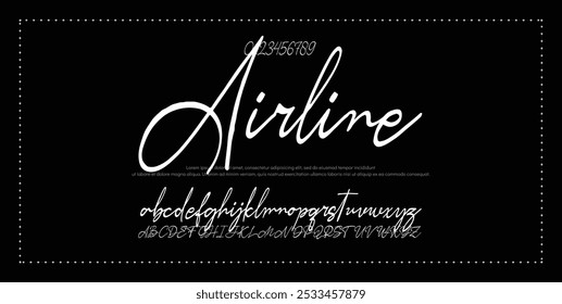 Alfabeto de Vector dibujado a mano. Fuente de script de firma monoline moderna. Elegante fuente de firma. Mejor alfabeto Hermosa caligrafía Signature letras de fuente