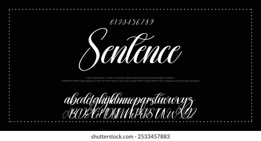 Alfabeto de Vector dibujado a mano. Fuente de script de firma monoline moderna. Elegante fuente de firma. Mejor alfabeto Hermosa caligrafía Signature letras de fuente