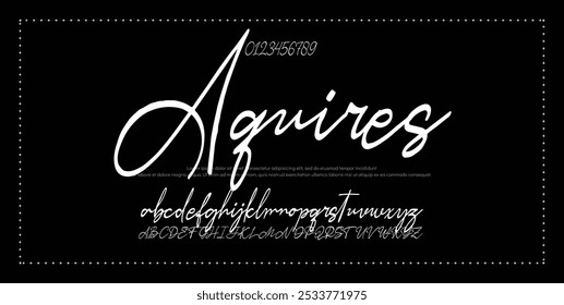 Hand drawn vector alphabet. Modern monoline signature script font. Elegant Signature Font. Best Alphabet Beautiful Calligraphy Signature Font lettering
