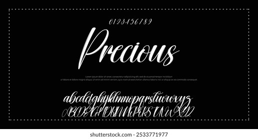 Handgezeichnetes Vektoralphabet. Moderne Schriftart für Monoline-Signaturen. Elegante Signatur. Bestes Alphabet Schöne Kalligrafie Signatur Schriftart Schriftzug