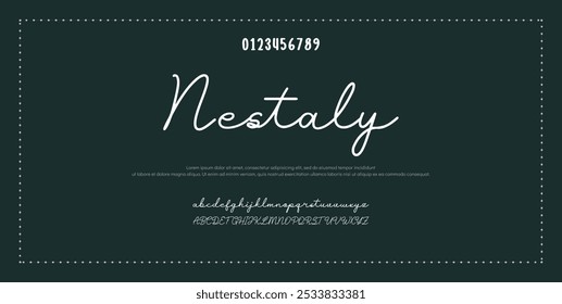 Hand drawn vector alphabet. Modern monoline signature script font. Elegant Signature Font. Best Alphabet Beautiful Calligraphy Signature Font lettering