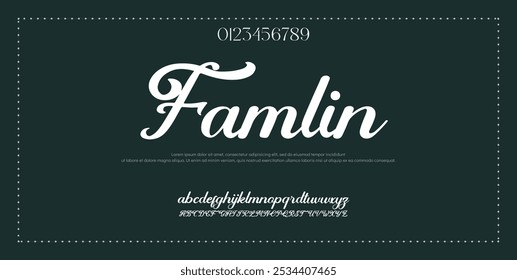 Hand drawn vector alphabet. Modern monoline signature script font. Elegant Signature Font. Best Alphabet Beautiful Calligraphy Signature Font lettering