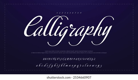 Hand drawn vector alphabet. Modern monoline signature script font. Elegant Signature Font. Best Alphabet Beautiful Calligraphy Signature Font