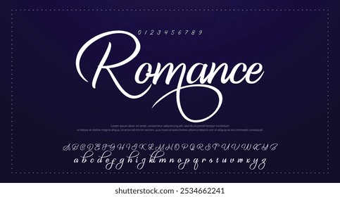 Hand drawn vector alphabet. Modern monoline signature script font. Elegant Signature Font. Best Alphabet Beautiful Calligraphy Signature Font lettering