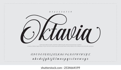 Alfabeto de Vector dibujado a mano. Fuente de script de firma monoline moderna. Elegante fuente de firma. Mejor alfabeto Hermosa caligrafía Signature letras de fuente