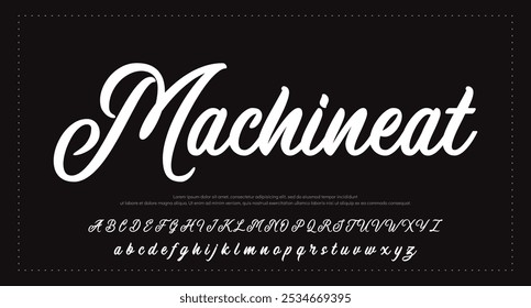 Hand drawn vector alphabet. Modern monoline signature script font. Elegant Signature Font. Best Alphabet Beautiful Calligraphy Signature Font lettering
