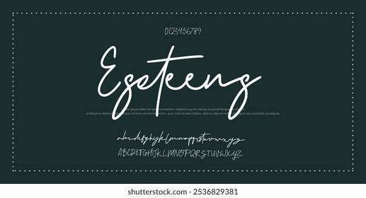 Alfabeto vetorial desenhado à mão. Fonte moderna de script de assinatura monocromática. Fonte de assinatura elegante. Melhor Alfabeto Bela Caligrafia Assinatura Fontes