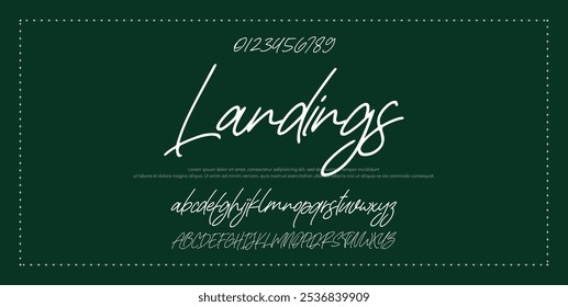 Hand drawn vector alphabet. Modern monoline signature script font. Elegant Signature Font. Best Alphabet Beautiful Calligraphy Signature Font lettering