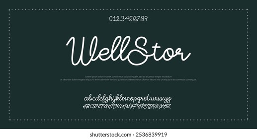 Hand drawn vector alphabet. Modern monoline signature script font. Elegant Signature Font. Best Alphabet Beautiful Calligraphy Signature Font lettering