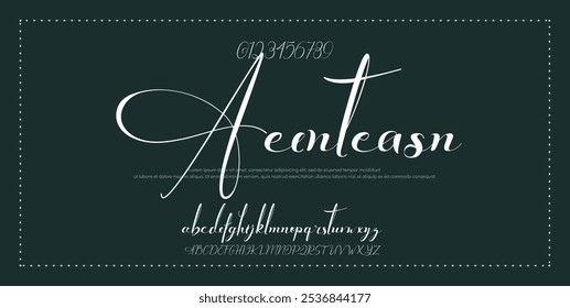 Hand drawn vector alphabet. Modern monoline signature script font. Elegant Signature Font. Best Alphabet Beautiful Calligraphy Signature Font lettering