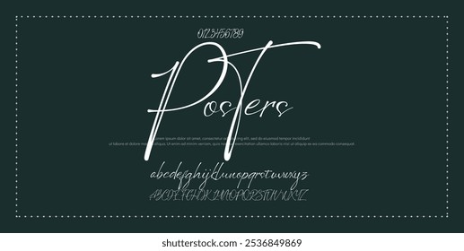 Hand drawn vector alphabet. Modern monoline signature script font. Elegant Signature Font. Best Alphabet Beautiful Calligraphy Signature Font lettering