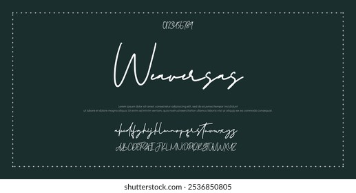 Hand drawn vector alphabet. Modern monoline signature script font. Elegant Signature Font. Best Alphabet Beautiful Calligraphy Signature Font lettering