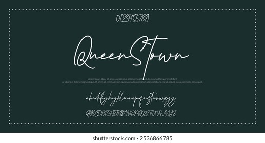 Alfabeto vetorial desenhado à mão. Fonte moderna de script de assinatura monocromática. Fonte de assinatura elegante. Melhor Alfabeto Bela Caligrafia Assinatura Fontes