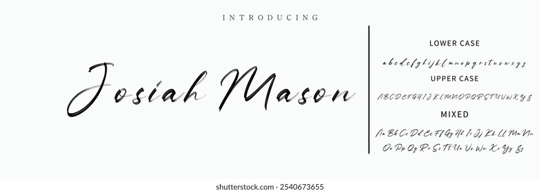 Alfabeto de Vector dibujado a mano. Fuente de script de firma monoline moderna. Elegante fuente de firma. La mejor fuente de firma de caligrafía hermosa del alfabeto