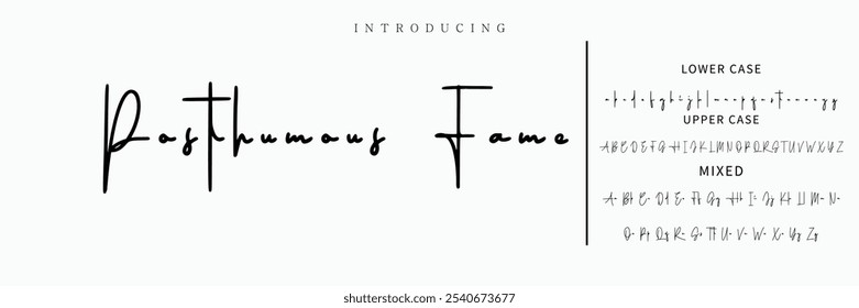 Alfabeto de Vector dibujado a mano. Fuente de script de firma monoline moderna. Elegante fuente de firma. La mejor fuente de firma de caligrafía hermosa del alfabeto