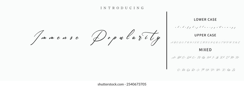 Handgezeichnetes Vektoralphabet. Moderne Schriftart für Monoline-Signaturen. Elegante Signatur. Bestes Alphabet Schöne Kalligrafie Signatur Schriftart
