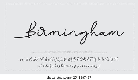 Alfabeto de Vector dibujado a mano. Fuente de script de firma monoline moderna. Elegante fuente de firma. Mejor alfabeto Hermosa caligrafía Signature letras de fuente