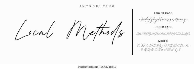 Hand drawn vector alphabet. Modern monoline signature script font. Elegant Signature Font. Best Alphabet Beautiful Calligraphy Signature Font