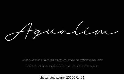 Hand drawn vector alphabet. Modern monoline signature script font. Elegant Signature Font. Best Alphabet Beautiful Calligraphy Signature Font lettering
