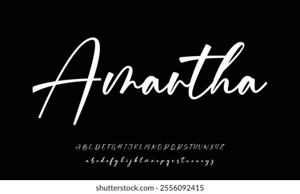 Hand drawn vector alphabet. Modern monoline signature script font. Elegant Signature Font. Best Alphabet Beautiful Calligraphy Signature Font lettering