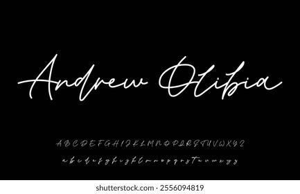 Hand drawn vector alphabet. Modern monoline signature script font. Elegant Signature Font. Best Alphabet Beautiful Calligraphy Signature Font lettering handwritten
