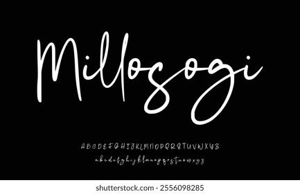 Hand drawn vector alphabet. Modern monoline signature script font. Elegant Signature Font. Best Alphabet Beautiful Calligraphy Signature Font lettering