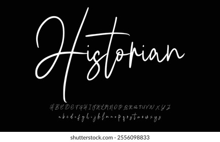 Hand drawn vector alphabet. Modern monoline signature script font. Elegant Signature Font. Best Alphabet Beautiful Calligraphy Signature Font