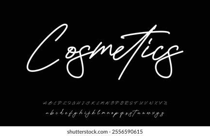 Hand drawn vector alphabet. Modern monocline signature script font. Elegant Signature Font. Best Alphabet Beautiful Calligraphy Signature Font