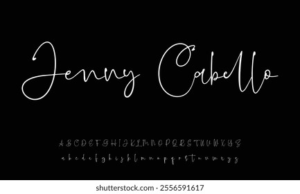 Hand drawn vector alphabet. Modern monoline signature script font. Elegant Signature Font. Best Alphabet Beautiful Calligraphy Signature Font