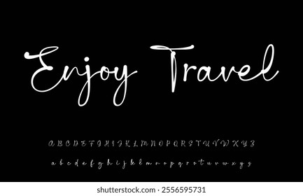 Hand drawn vector alphabet. Modern monoline signature script font. Elegant Signature Font. Best Alphabet Beautiful Calligraphy Signature Font lettering