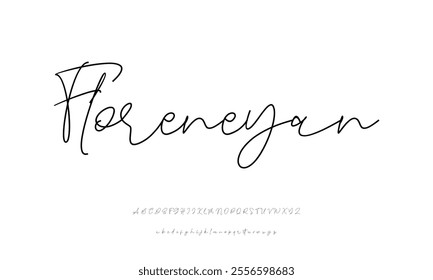 Hand drawn vector alphabet. Modern monoline signature script font. Elegant Signature Font. Best Alphabet Beautiful Calligraphy Signature Font