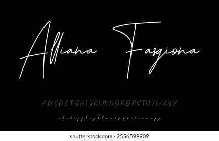 Hand drawn vector alphabet. Modern monoline signature script font. Elegant Signature Font. Best Alphabet Beautiful Calligraphy Signature Font