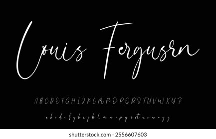 Hand drawn vector alphabet. Modern monoline signature script font. Elegant Signature Font. Best Alphabet Beautiful Calligraphy Signature Font lettering