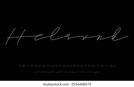 Hand drawn vector alphabet. Modern monoline signature script font. Elegant Signature Font. Best Alphabet Beautiful Calligraphy Signature Font