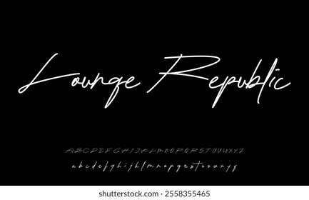 Hand drawn vector alphabet. Modern monoline signature script font. Elegant Signature Font. Best Alphabet Beautiful Calligraphy Signature Font lettering